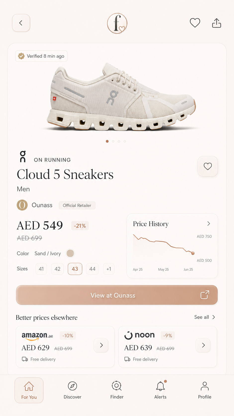 FVRTS deal page with verified price history